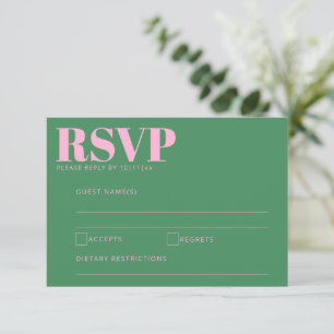 Keurige Roze en Groene Moderne Trouw Bijlage RSVP Kaartje