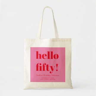 Keurige Roze en Rode Moderne 50ste Verjaardag Cust Tote Bag