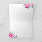 Keurige roze pruim bloemige waterverf bruidsdouche bedankkaart (Binnen)