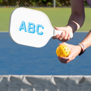 Keurige Sportieve Blauwe 3 Letter Gestapelde Monog Pickleball Paddle