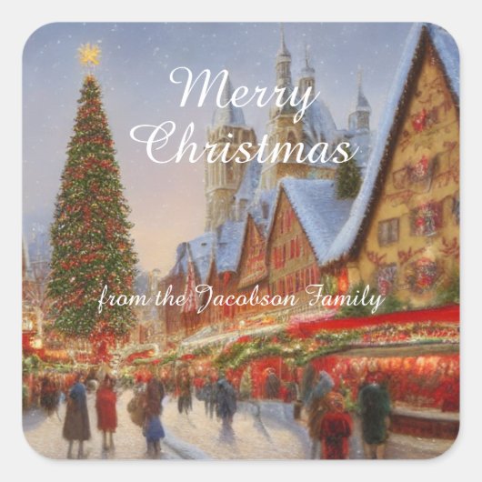 Keusch Nostalgische Duitse kerstmarkt - Greetings Vierkante Sticker (Voorkant)