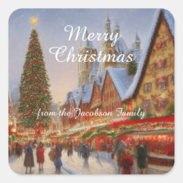 Keusch Nostalgische Duitse kerstmarkt - Greetings Vierkante Sticker