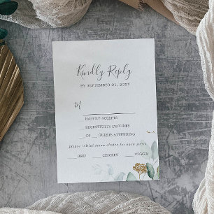 Keuze RSVP-kaart in het menu Airy Greenery en Gold