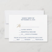 Keuze RSVP-kaart voor Elegant Gold & Navy Blue Kaart (Achterkant)
