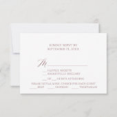 Keuze RSVP-kaart voor Elegant Roos Calligraphy Men Kaart (Achterkant)