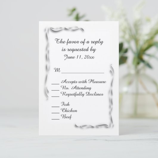 Keuze uit het menu met witte accenten RSVP (Staand voorkant)