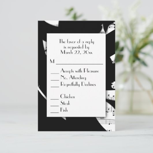 Keuze uit het menu Zwart-wit Abstracte muziek RSVP (Staand voorkant)