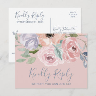 Keuze uit RSVP-Briefkaart voor usty Roos Florals Uitnodiging Briefkaart