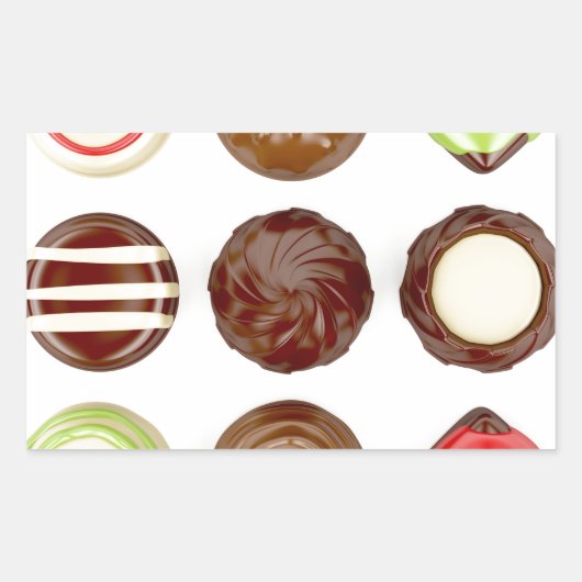 Keuze van chocolade-snoepjes rechthoekige sticker (Voorkant)