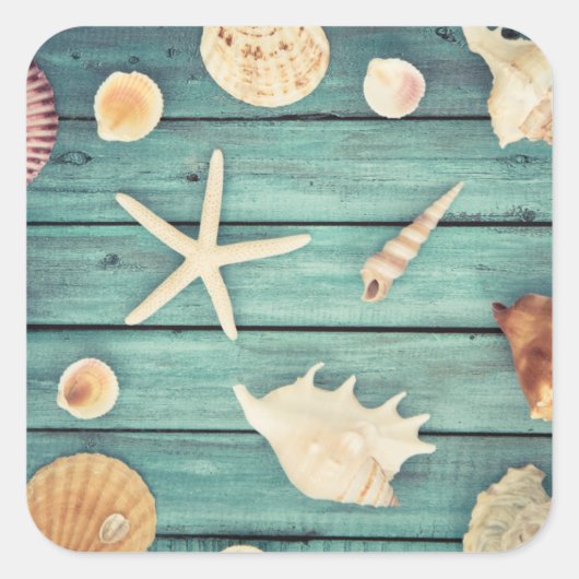 Keuze van de zeeschelpen vierkante sticker (Voorkant)
