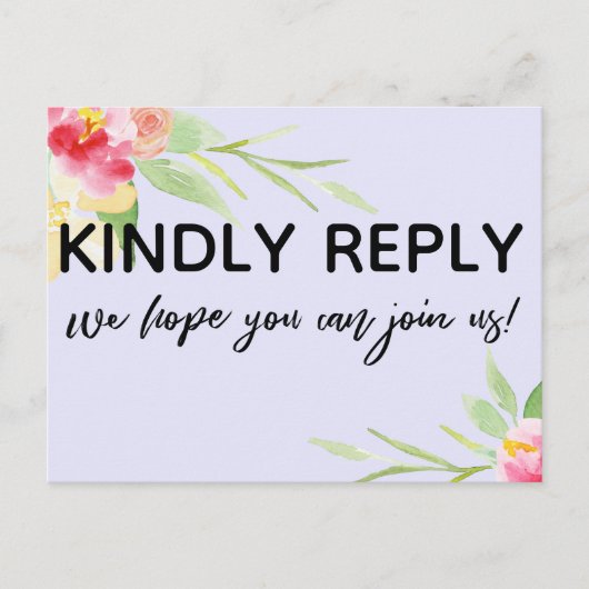 Keuze van het menu Boho Flowers RSVP Lavender Brie (Voorkant)