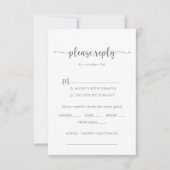 Keuze van het Silver Menu van de Kalligrafie RSVP (Voorkant)