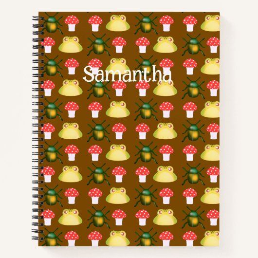 Kever bug, kikker en paddenstoel notitieboek (Voorkant)