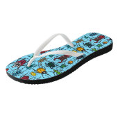 Kever op blauw teenslippers (Schuin)