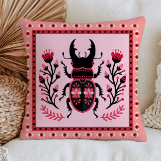 Kevers Illustratie Modern Boze Ogen Bloem Insect Kussen