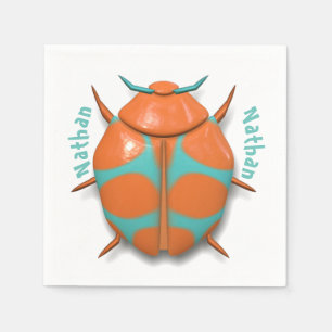 Kevertje insect lieve oranje blauw servet