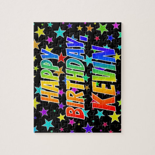 "KEVIN" First Name, Fun "HAPPY BIRTHDAY" Legpuzzel (Verticaal)