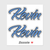 Kevin Nom autocollant Stickerset bleu (Feuille)