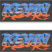 Kevin Prénom Nom Graffiti Autocollants (Devant)