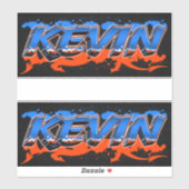 Kevin Prénom Nom Graffiti Autocollants (Feuille)