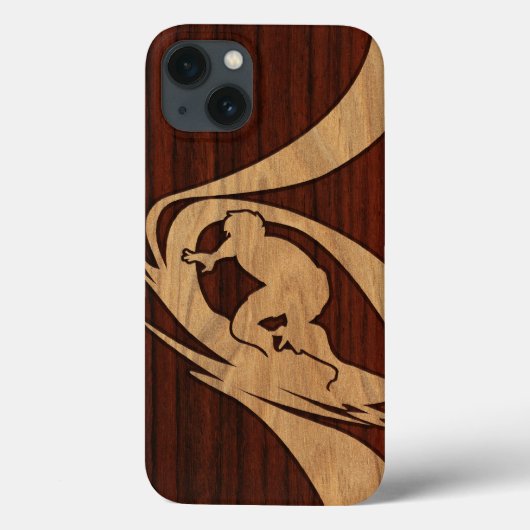 Kewalos Hawaiian Surfer Faux Wood Case-Mate iPhone Case (Achterkant)