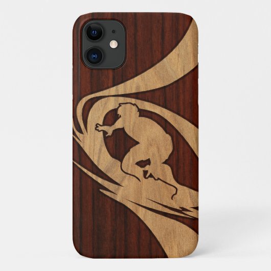 Kewalos Hawaiian Surfer Koa Faux Wood Case-Mate iPhone Case (Achterkant)