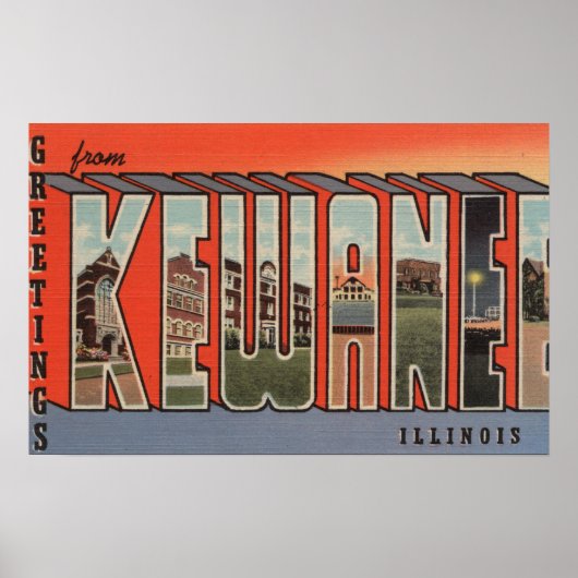 Kewanee, Illinois - Large Letter Scenes 2 Poster (Voorkant)