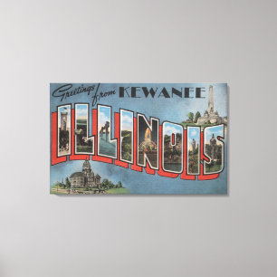 Kewanee, Illinois - Large Letter Scenes Canvas Afdruk