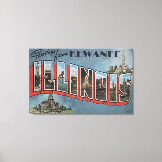 Kewanee, Illinois - Large Letter Scenes Canvas Afdruk (Voorkant)