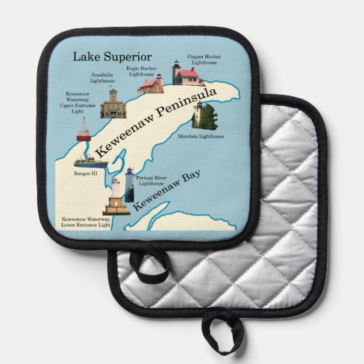 Keweenaw Peninsula Vuurtorens pot houder (Voorkant / Achterkant)