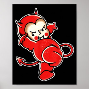 Kewpie Baby Duivel Duivel Horens Tatoeage Poster