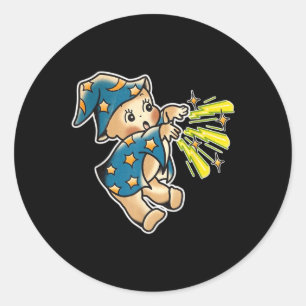 Kewpie Baby Wizard Traditioneel Tattoo Flash Ronde Sticker