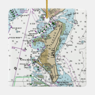 Key Biscayne FL Chart Keramisch Ornament