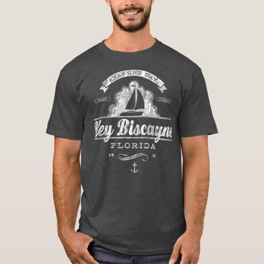 Key Biscayne FL Sailboot Nautical T-shirt (Voorkant)