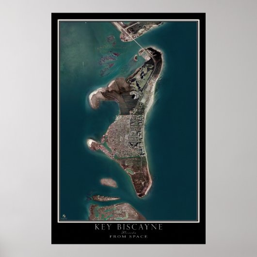Key Biscayne Florida Satellite Poster Map (Voorkant)