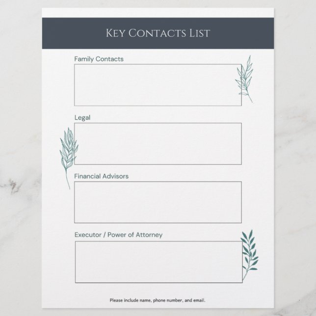 Key Contacts List Info Sheet Briefhoofd (Voorkant)