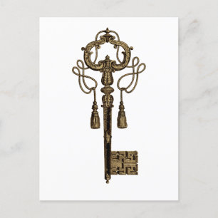 Key Heart Antiek Briefkaart illustratie