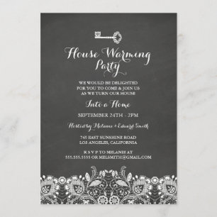 Key & Lace Housewarming Party Uitnodigen Kaart