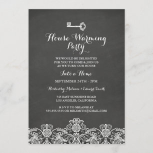 Key & Lace Housewarming Party Uitnodigen Kaart