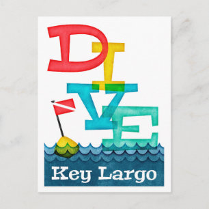 Key Largo Dive - Colorful Scuba Briefkaart