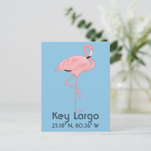 Key Largo FL Keys Flamingo Breedtegraad Lengtegraa Briefkaart (Staand voorkant)