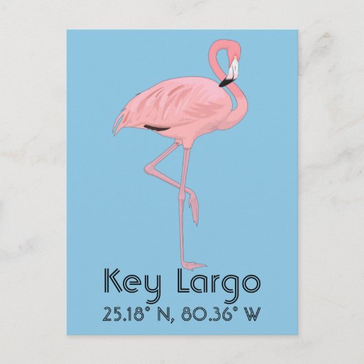 Key Largo FL Keys Flamingo Breedtegraad Lengtegraa Briefkaart (Voorkant)