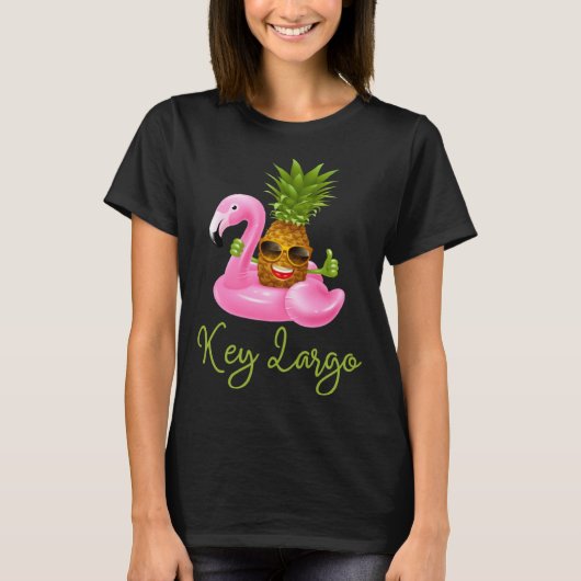 Key Largo Florida Beach Tropical  Flamingo Pineapp T-shirt (Voorkant)