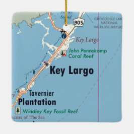 Key Largo Florida Map Keramisch Ornament