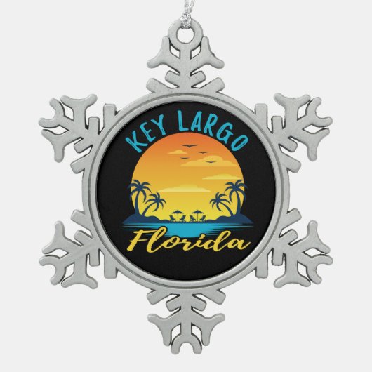 Key Largo Florida Palm Trees Beach Tin Sneeuwvlok Ornament (Voorkant)