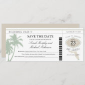 Key Largo Florida Save the Date Boarding Pass (Voorkant / Achterkant)