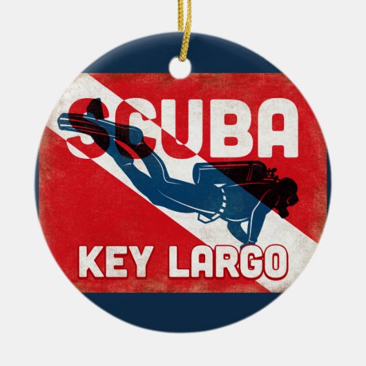Key Largo Scuba Diver - Blue Retro Keramisch Ornament (Voorkant)