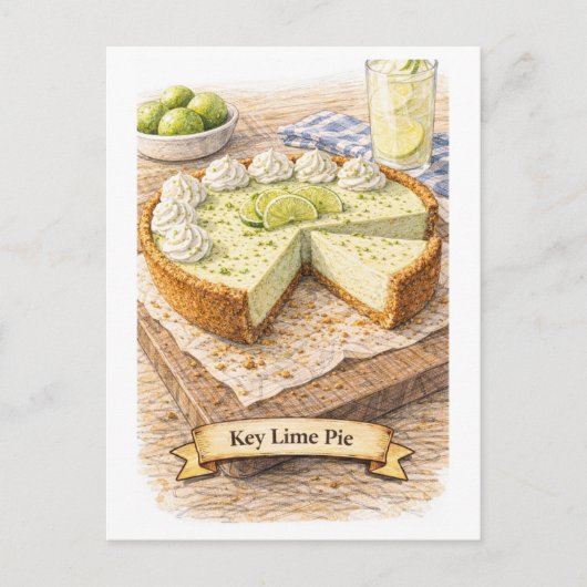 Key Lime Pie (Amerikaanse Eetseries) Briefkaart (Voorkant)