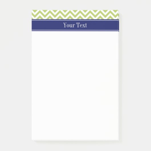 Key Limoen SLg Chevron Navy Name Monogram Post-it® Notes (Voorkant)