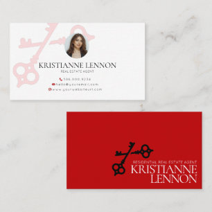 Key Logo Red Modern Real Estate of Rental Agent Bu Visitekaartje